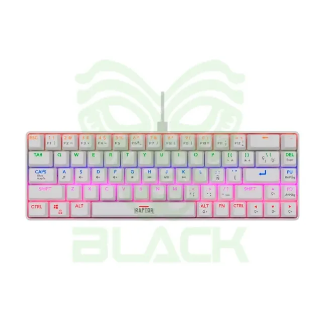 Teclado Raptor Fireclaw M68 Mecanico Retroiluminado Switch Red Outemu White