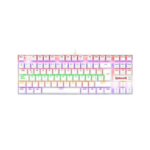 TECLADO REDRAGON KUMARA WHITE RED SWITCH SPANISH RAINBOW
