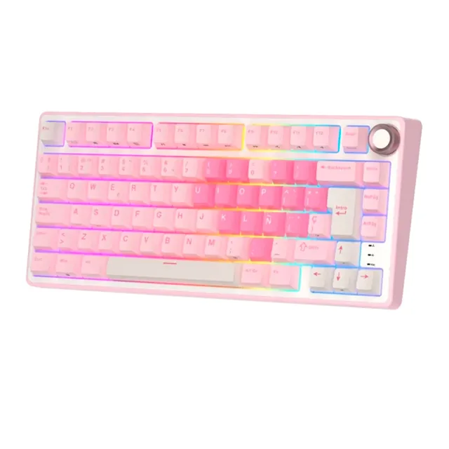 Teclado Royal Kludge Rk R75 Pink Melody Switch Cream 75