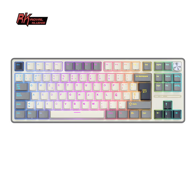 Teclado Royal Kludge Rk R87 Pro Half Gray Switch Creamy 75