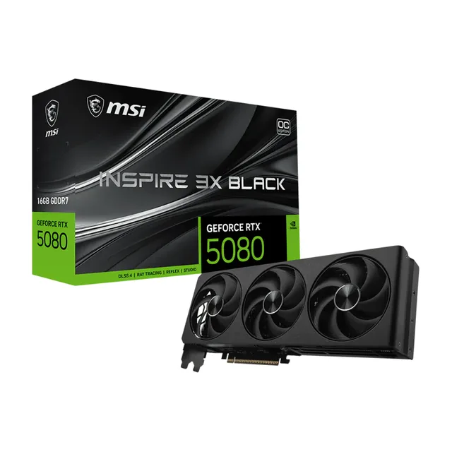 VGA MSI GeForce RTX 5080 16G INSPIRE 3X OC BLACK (7913)